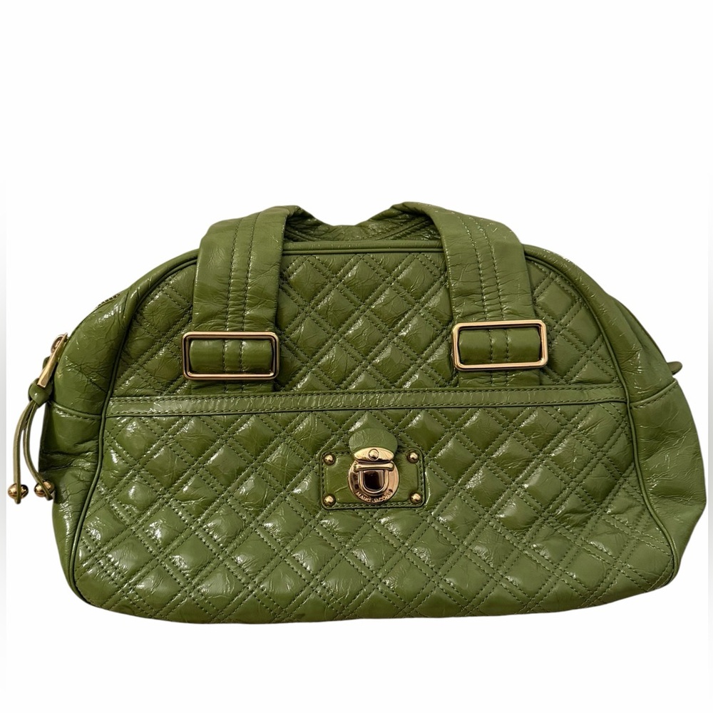 Marc Jacobs Ursula Quilted Bowler Bag Green Patent Leather vintage rare Y2K